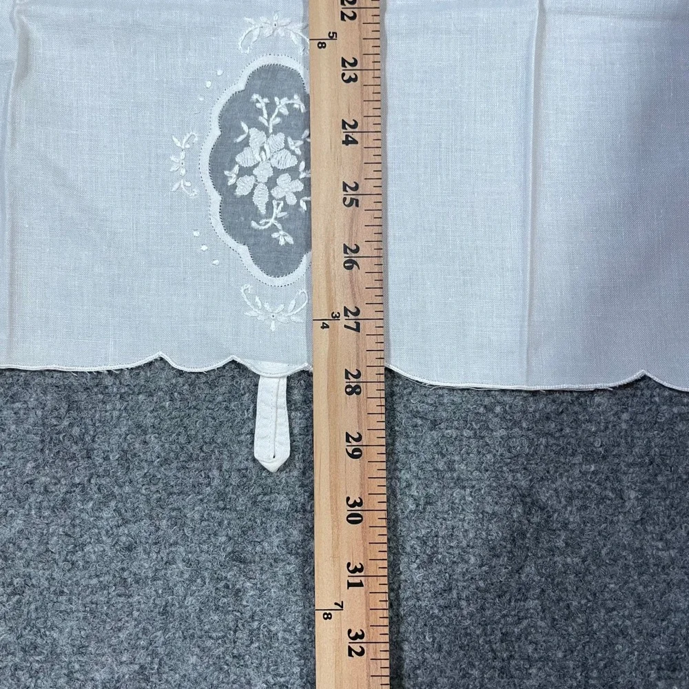 Handarbeit Antique Guest Towel White Floral Embroidered Linen Vintage Victorian
